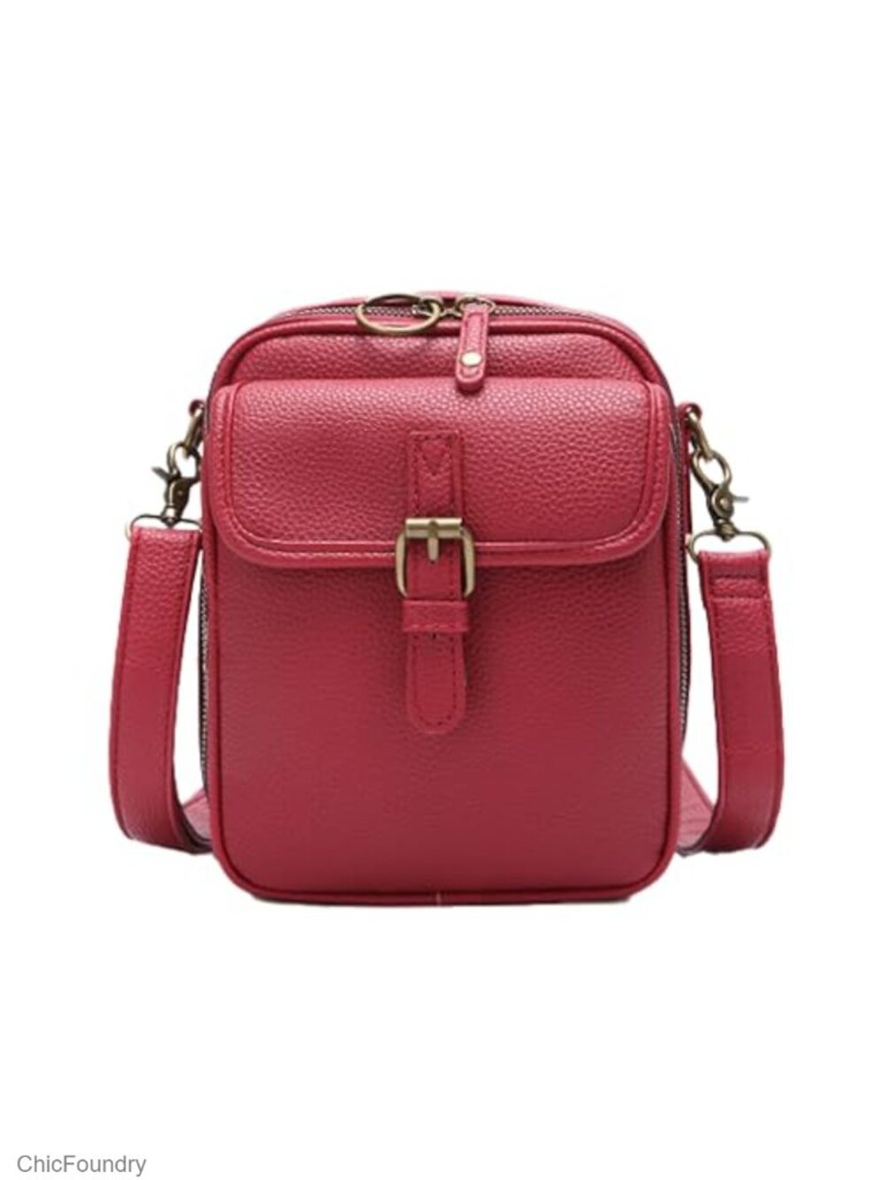 Anti-Theft Vegan Leather Crossbody Bag with Secure Zippers